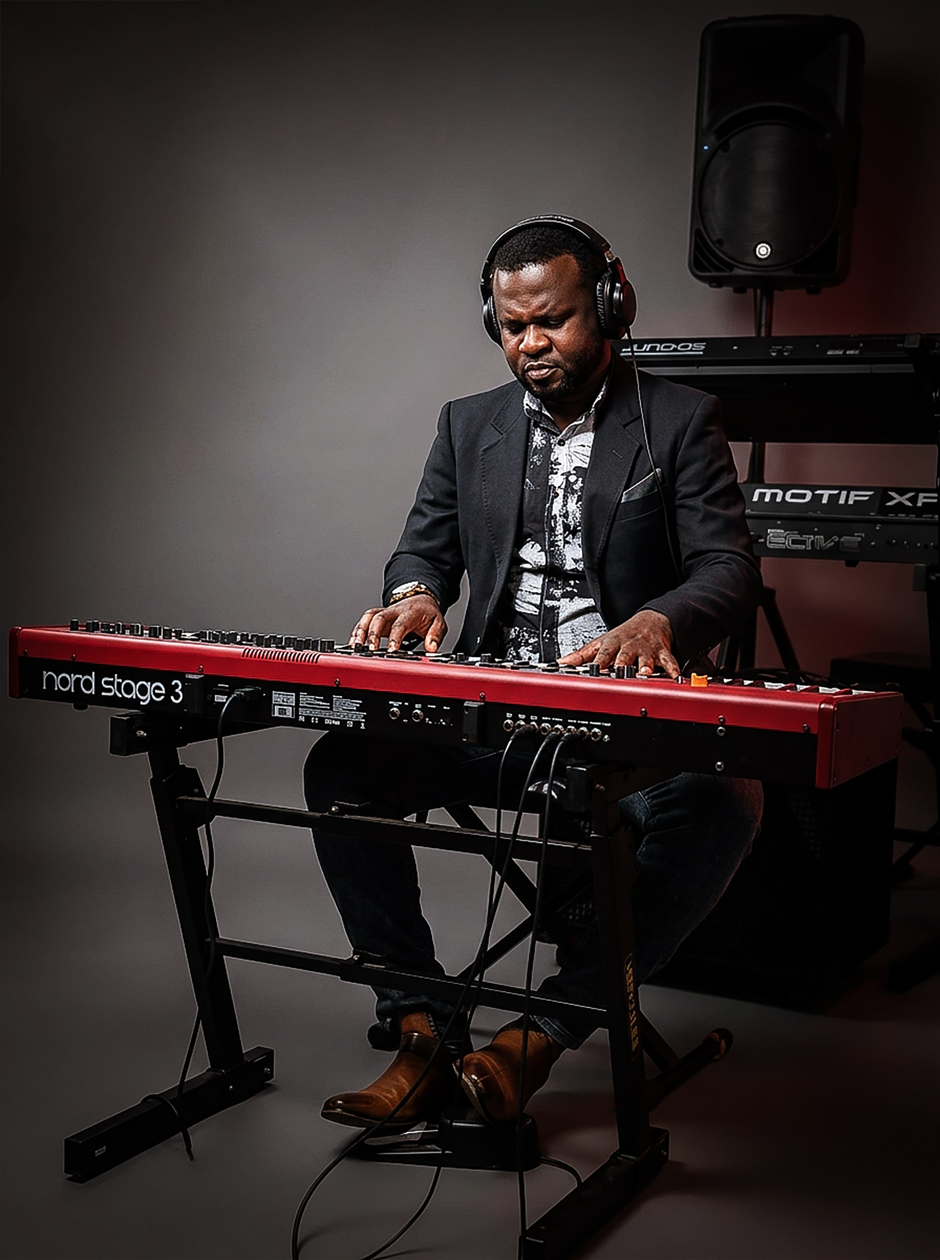 At the keyboard during a live session